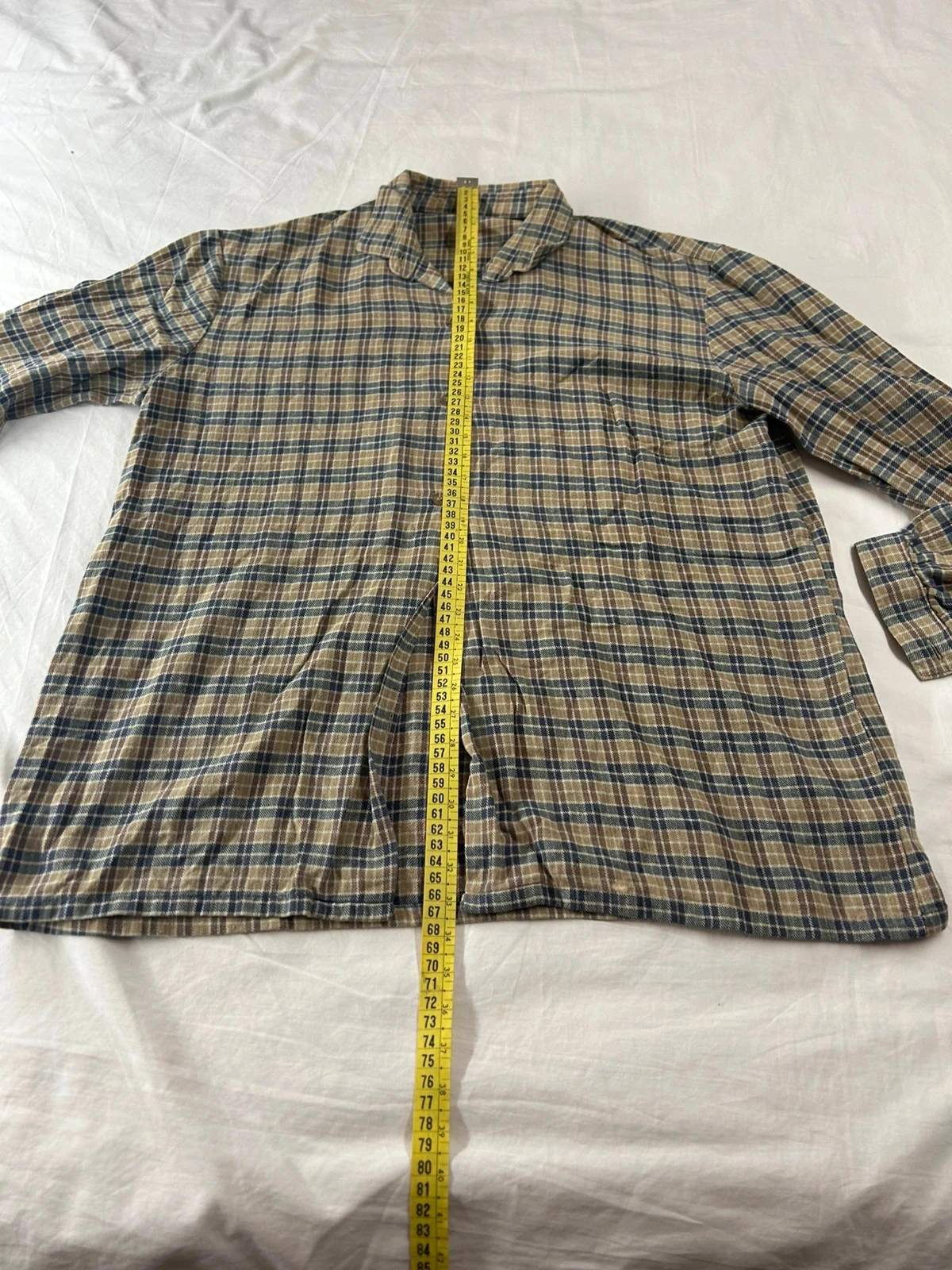 Camisa quadriculada vintage bege marrom – photo 7